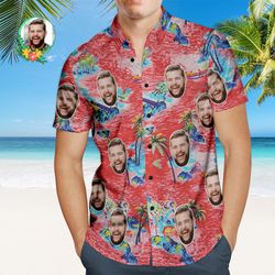 Custom Photo Hawaiian Shirt Beautiful Scenery Personalized Face Casual Button Up Aloha Shirt