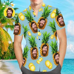 Custom Photo Hawaiian Shirt Fresh Style Personalized Face Casual Button Up Aloha Shirt