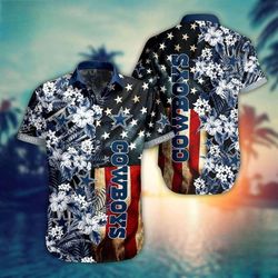 Dallas Cowboys Tropical 4th Of July Patriotic American Flags Aloha  Summer Graphic Prints Button Up Shirt.jpg