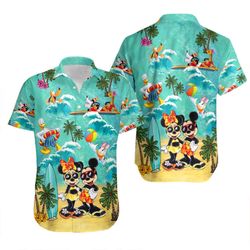 Disney Hawaiian Shirt Summer Beach Disney Mickey And Minnie On Beach Aloha Button Up Shirt