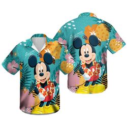 Disney Hawaiian Shirt Summer Beach Mickey Mouse In Tropical Forest Disney Aloha Button Up Shirt