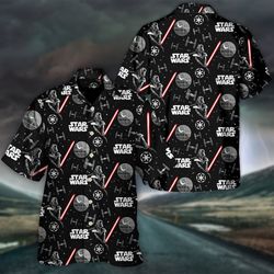 Disney Star Wars Hawaiian Shirt Summer Beach Starwars Darth Vader With Light Saber Aloha Button Up Shirt