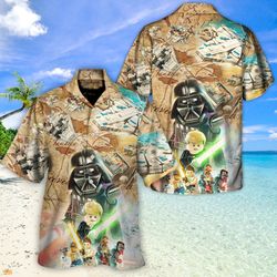 Disney Star Wars Hawaiian Shirt Summer Beach Starwars Lego Pirate Vintage Ship Aloha Button Up Shirt