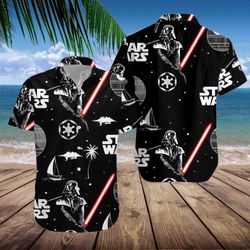 Disney Star Wars Hawaiian Shirt Summer Beach Starwars Logo Darth Vader Aloha Button Up Shirt