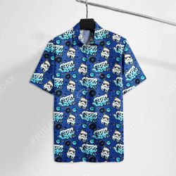 Disney Star Wars Hawaiian Shirt Summer Beach Starwars Trooper Blue Aloha Button Up Shirt