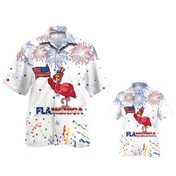 Flamerica 4th Of July Patriotic American Flags Aloha  Summer Graphic Prints Button Up Shirt.jpg