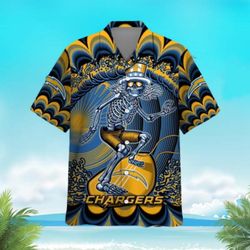 Grateful Dead Tropical Shirt Summer Beach NFL Los Angeles Chargers Grateful Dead Aloha Shirt