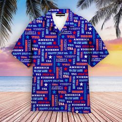 Independence USA Flag America Star Blue 4th Of July Tropical Shirt Summer Beach Patriotic Aloha Shirt