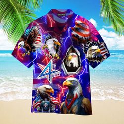 Independence USA Flag Eagle Armor 4th Of July Tropical Shirt Summer Beach Patriotic Aloha Shirt