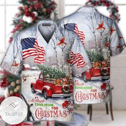 All Hearts Come Home For Christmas Truck With Cardinal Hawaiian Shirt