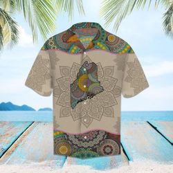 Awesome Maine Mandala Hawaiian Shirt Summer Button Up