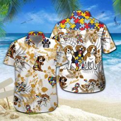 Beagle Autism Hawaiian Shirt Summer Button Up
