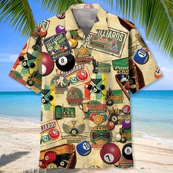 Billiards Vintage Trendy Tropical Shirt, Billiards Team Tropical Shit For Men, Gift For Billiards Summer Shirt