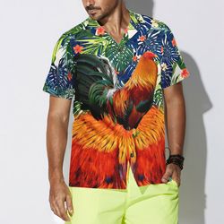 Rooster Tropical Shirt, Chicken Tropical Shirt, Rooster Shirt, Shirt For Men, Button Up Shirt, Rooster Summer Shirt