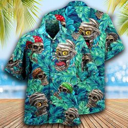 Skull Hide And Seek Tropical Leaf Tropical Shirt, Summer Skull Tropical Shirt, Tropical Shirt For Me