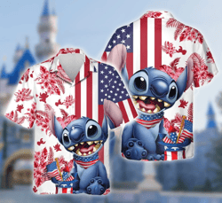 Funny Blue Dog 4th July Summer Shirt, Dog Cartoon Character Fourth Of July Hawaii Button Up, Blue Alien All Over Print