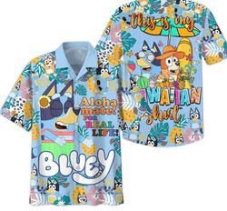 Bluey Family Tropical Shirt, Bluey Tropical Shirt, Bluey Beach Shirt, Bluey Characters, Summer Tropical Shirt, Gift Moth