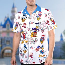 Donald Duck 4th July Tropical Shirt, Mickey Mouse Squad July Fourth Tropical Shirt, Family Matching 4th Of July Summer