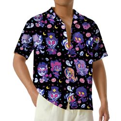 Hazbin Hotel Chibi Summer Shirt, Hazbin Hotel Characters Tropical Shirt, Helluva Boss Summer Shirt, Husk Vaggie Shirt