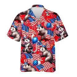 Opossum 4Th Of July Tropical Shirt, Opossum American Flag Shirt, Tropical Summer Shirt, Independence Day Shirt