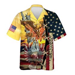 We The People American Eagle Flag Tropical Shirts For Men, One Nation Under God Patriotic 4Th Of July Summer Shirt