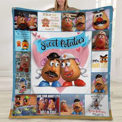 Toy Story Couple Fleece Blanket  Mr Mrs Potato Head Sweet Potato Blanket  Magic Kingdom Fleece Blanket for Bed Couch Sof