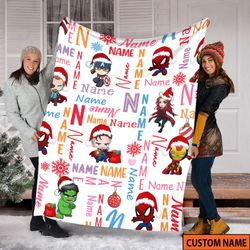 christmas fleece blanket, avenger capital christmas blanket, super thor christmas blanket, hulk xmas mink baby blanket,