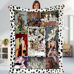 101 Dalmatians Fleece Blanket  One Hundred Dalmatians Blanket  Dalmatians Dog Disneyland Throw Blanket for Bed Couch Sof