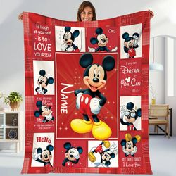 personalized mickey mouse fleece blanket, mickey mouse blanket, baby blanket birthday gift, mickey throw blanket for cou