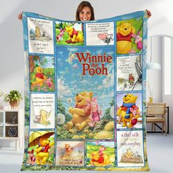 winnie the pooh fleece blanket, pooh piglet tigger blanket, baby blanket birthday gift, bedroom decor blanket christmas