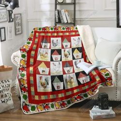 Chickens And Their Hencoops Square Pattern Sherpa Fleece Quilt Blanket BL0788 - Wisdom Teez.jpg