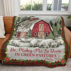 Christmas he makes me lie down goat art Sherpa Fleece Quilt Blanket BL1227 - Wisdom Teez.jpg