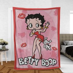 Happy Valentines Day Betty Boop Kiss Love Sherpa Fleece Quilt Blanket BL1656 - Wisdom Teez.jpg