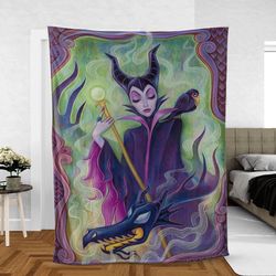 Maleficent Witch Disney Villains Art Sherpa Fleece Quilt Blanket