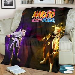 Naruto vs Sasuke Sherpa Fleece Quilt Blanket
