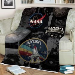 Nasa Houston Space Galaxy We Have A Present Sherpa Fleece Quilt Blanket