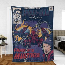 Spider Man No Way Home Chaos In The Multiverse Marvel Comicss Lover Sherpa Fleece Quilt Blanket