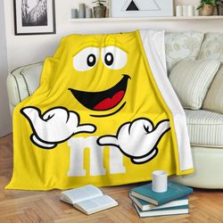 yellow m&m sherpa fleece quilt blanket