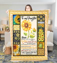 Personalized Sunflower To My Daughter Fleece Sherpa blanket Birthday Gift Daughter Christmas gift Christmas blanket with
