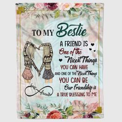 Personalized To My Bestie Beautiful Girls & Flower Fleece Blanket Birthday Gifts For Best Friend Throw Blankets Flannel