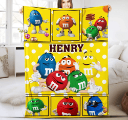 personalized m and m blanket, m&m's world fleece blanket, m and m candy couch blanket