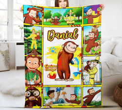 Curious George Blanket, Personalized Curious George Blanket, Custom Name Blanket, Birthday Gifts