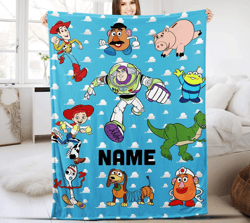 Custom Name Toy Story Blanket, Disney Toy Story Characters Blanket, Baby Blanket, Gift For Kid, Fleece Mink Sherpa