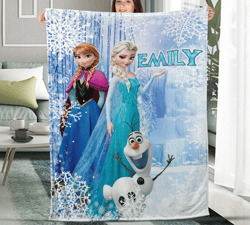 Personalized Name Frozen Blanket, Princess Elsa Blanket, Anna Fleece Mink Sherpa Blanket, Birthday Blanket