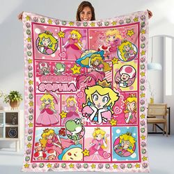 Personalization Super Mario Bros Princess Peach Blanket, Princess Peach Lovers Blanket