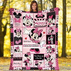 Personalized Minnie Mouse Blanket | Minnie Mouse Fleece Blanket | Miceky Minnie Mouse Magic Kingdom Birthday Gifts Blank