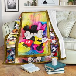Colorful Mickey Minnie Mouse Sherpa Fleece Quilt Blanket BL1913