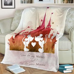 Custom Name Mickey and Minnie Valentine's Day Sherpa Fleece Quilt Blanket BL2436