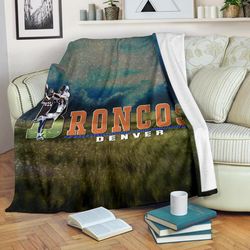 Denver American Football Broncos Demaryius 88 Catching Rugby Ball Sherpa Fleece Quilt Blanket BL3260