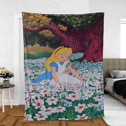 Disney Alice In Wonderland Flowergarden Lover Sherpa Fleece Quilt Blanket BL1705